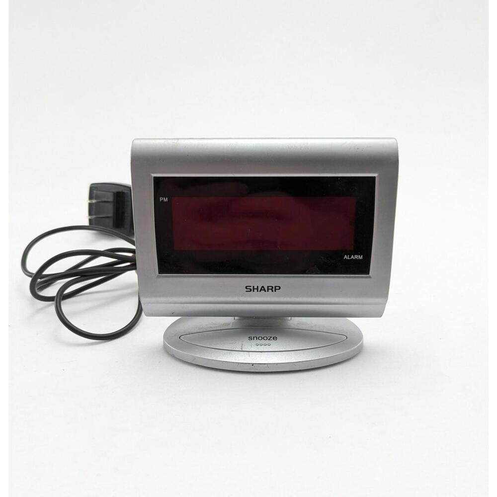 Sharp SPC061 Digital Silver LED Easy Read Alarm Clock Testing Working